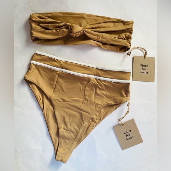 Stone Fox Swim Lele Top & Juniper Bottom in Tannin NWT - Picture 1 of 9